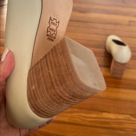 Huma Blanco "The Gabi" Leather Block Heel Pumps Bone/Light Cream - EU Size 40 - Picture 9 of 13